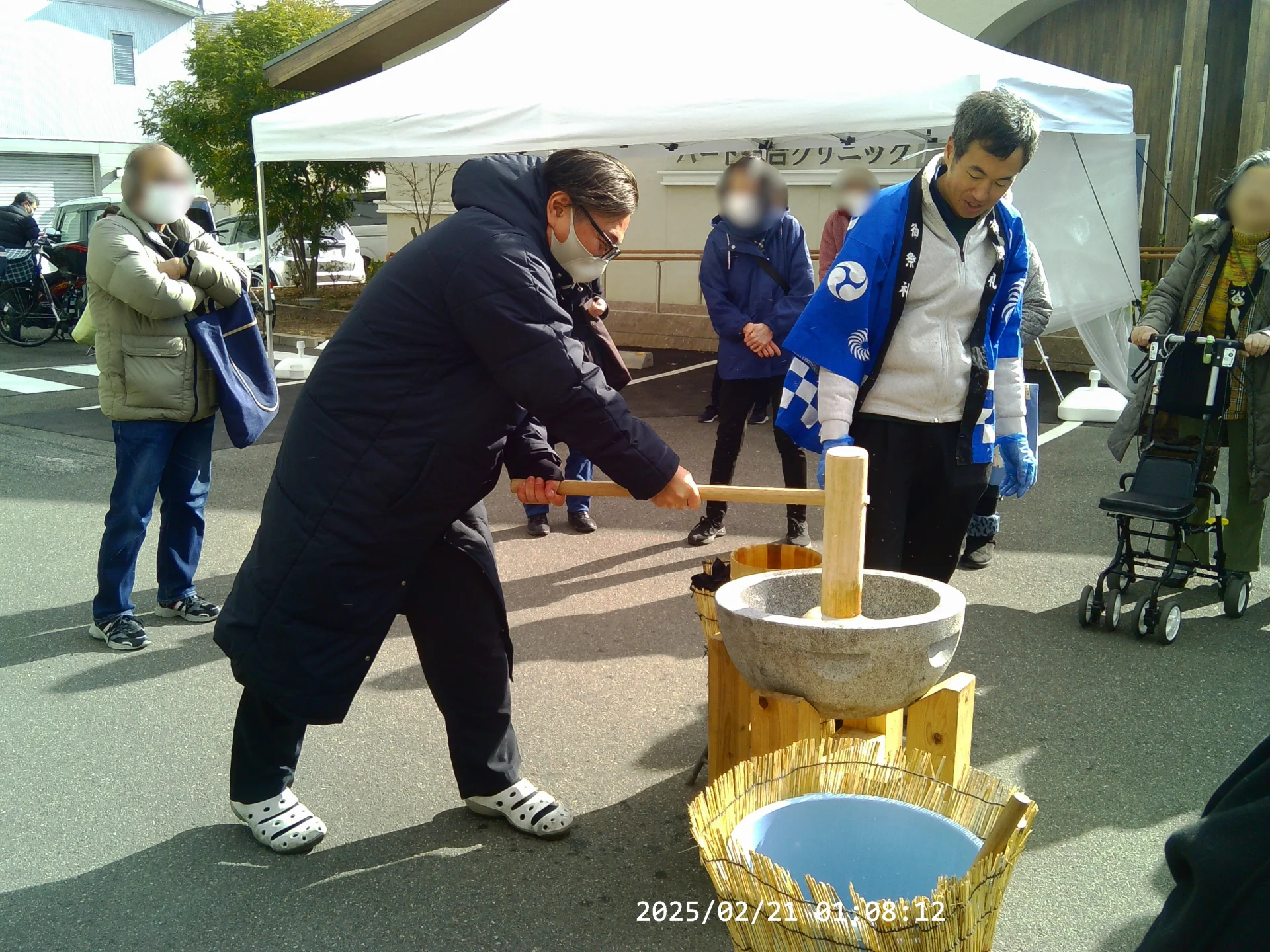 院長先生の餅つき